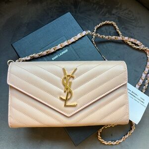 Yves Saint Laurent blush pink Cassandre envelope wallet